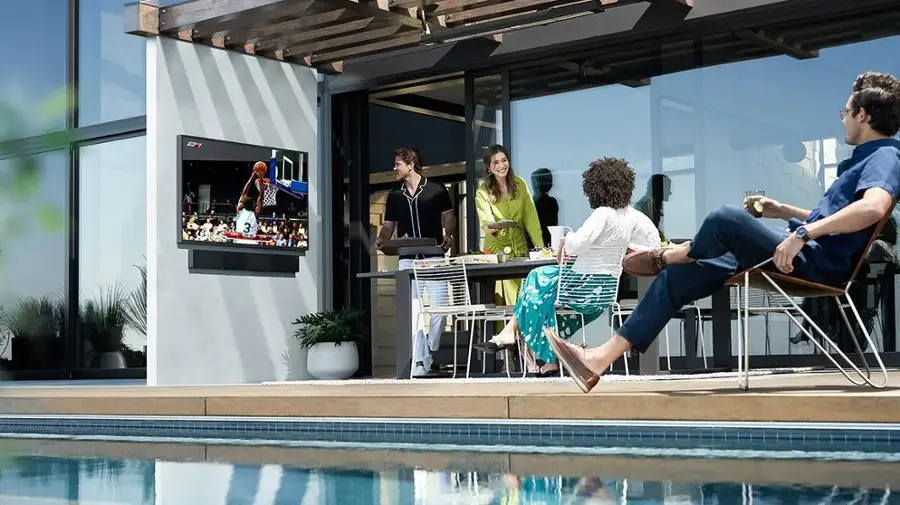 Alt View 32. Samsung - The Terrace Series 65" Class QLED Outdoor Full Sun 4K UHD Smart Tizen TV - Titan Black.