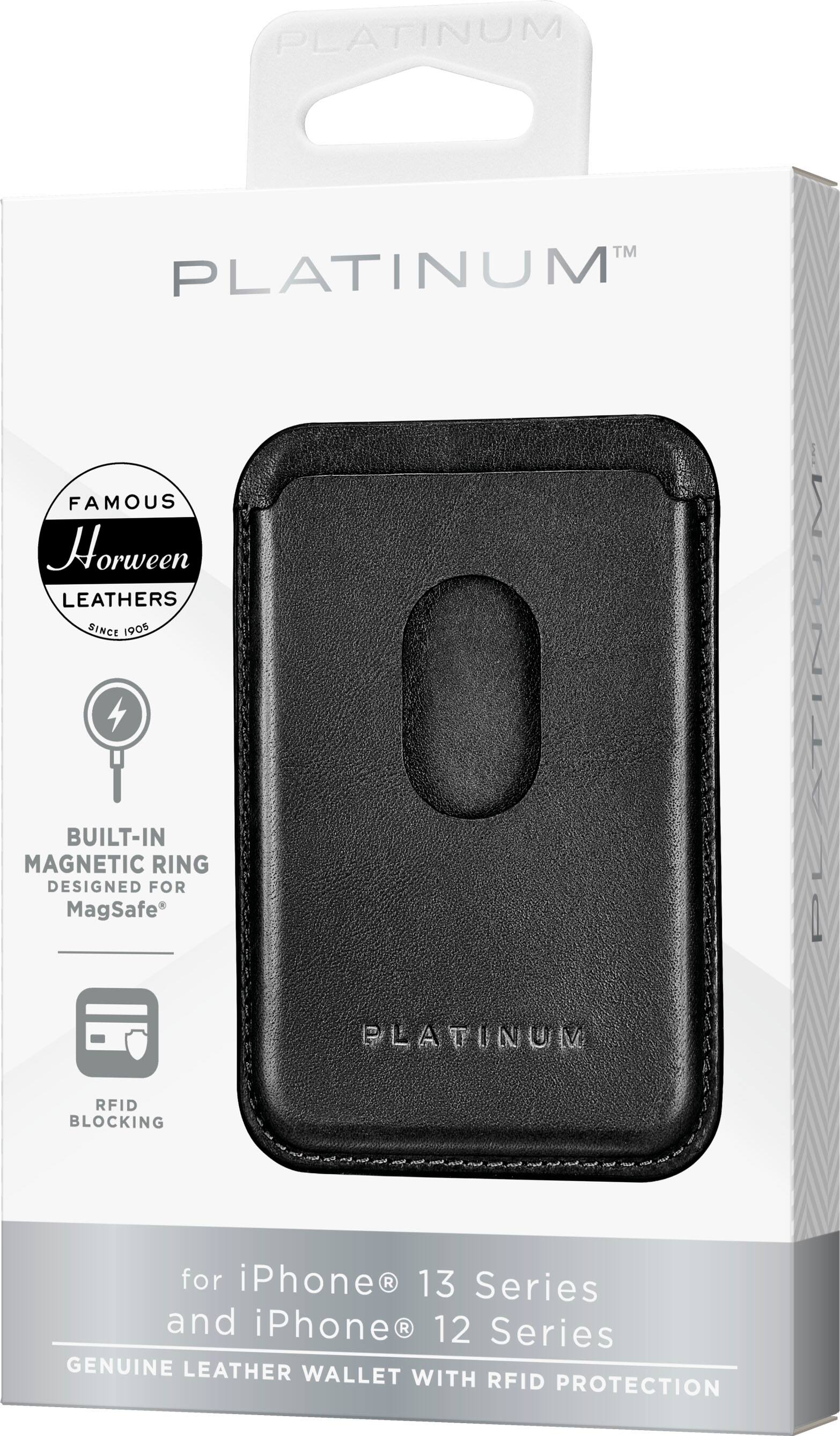 Alt View 11. Platinum™ - Horween Leather RFID Wallet for iPhone Series 15, Series 14, iPhone Series 13 and iPhone Series 12 - Black.