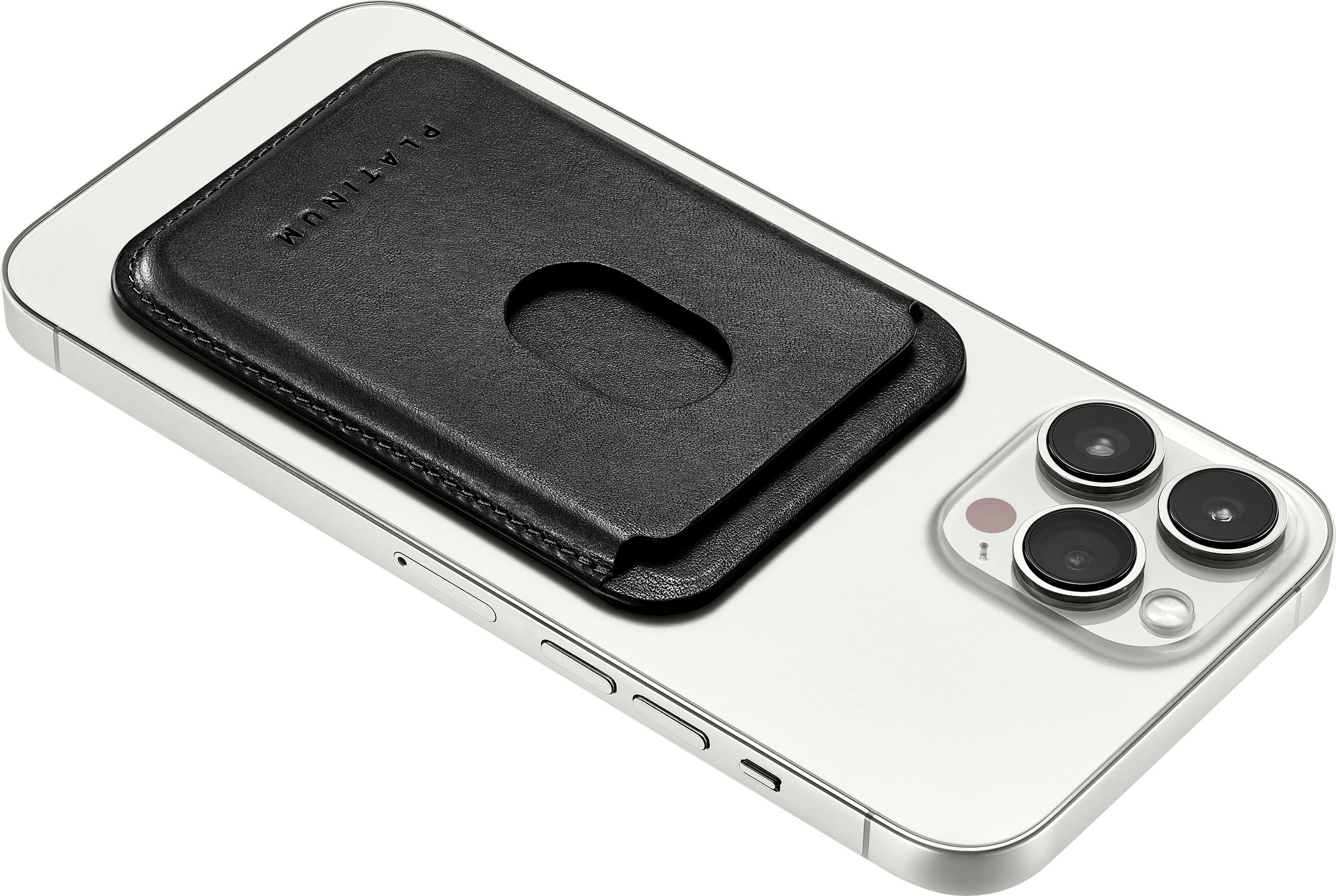 Alt View 16. Platinum™ - Horween Leather RFID Wallet for iPhone Series 15, Series 14, iPhone Series 13 and iPhone Series 12 - Black.