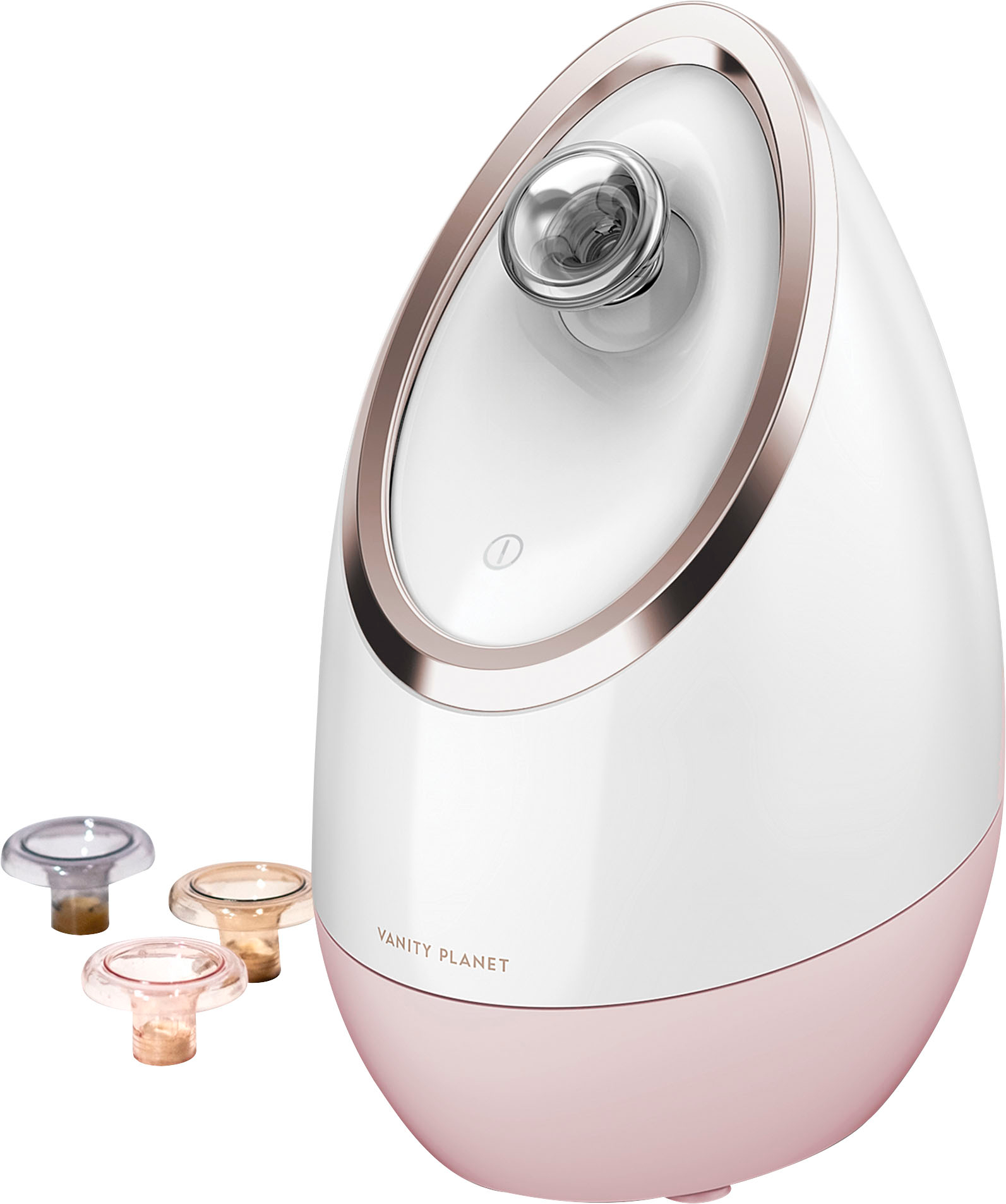 Left View: Vanity Planet Aira Ionic Facial Steamer for All Skin, Detoxifies, Cleanses & Moisturizes, Rose Gold