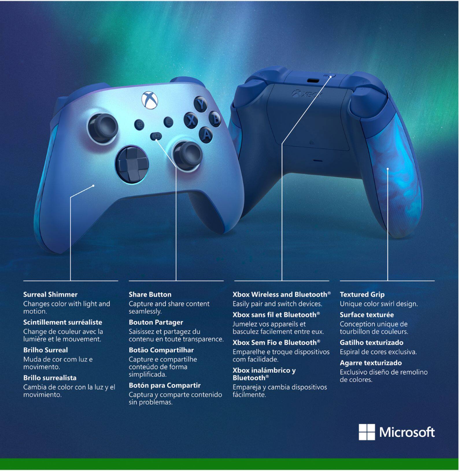 Alt View 15. Microsoft - Xbox Wireless Controller for Xbox Series X, Xbox Series S, Xbox One, Windows Devices - Aqua Shift Special Edition.