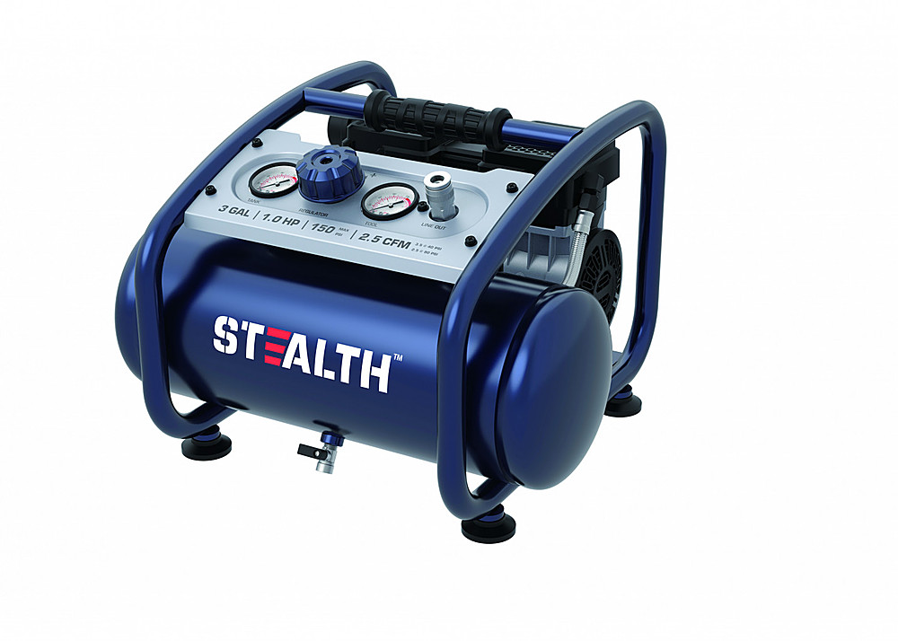 Angle View: Stealth - 3 Gallon electric air compressor - Blue