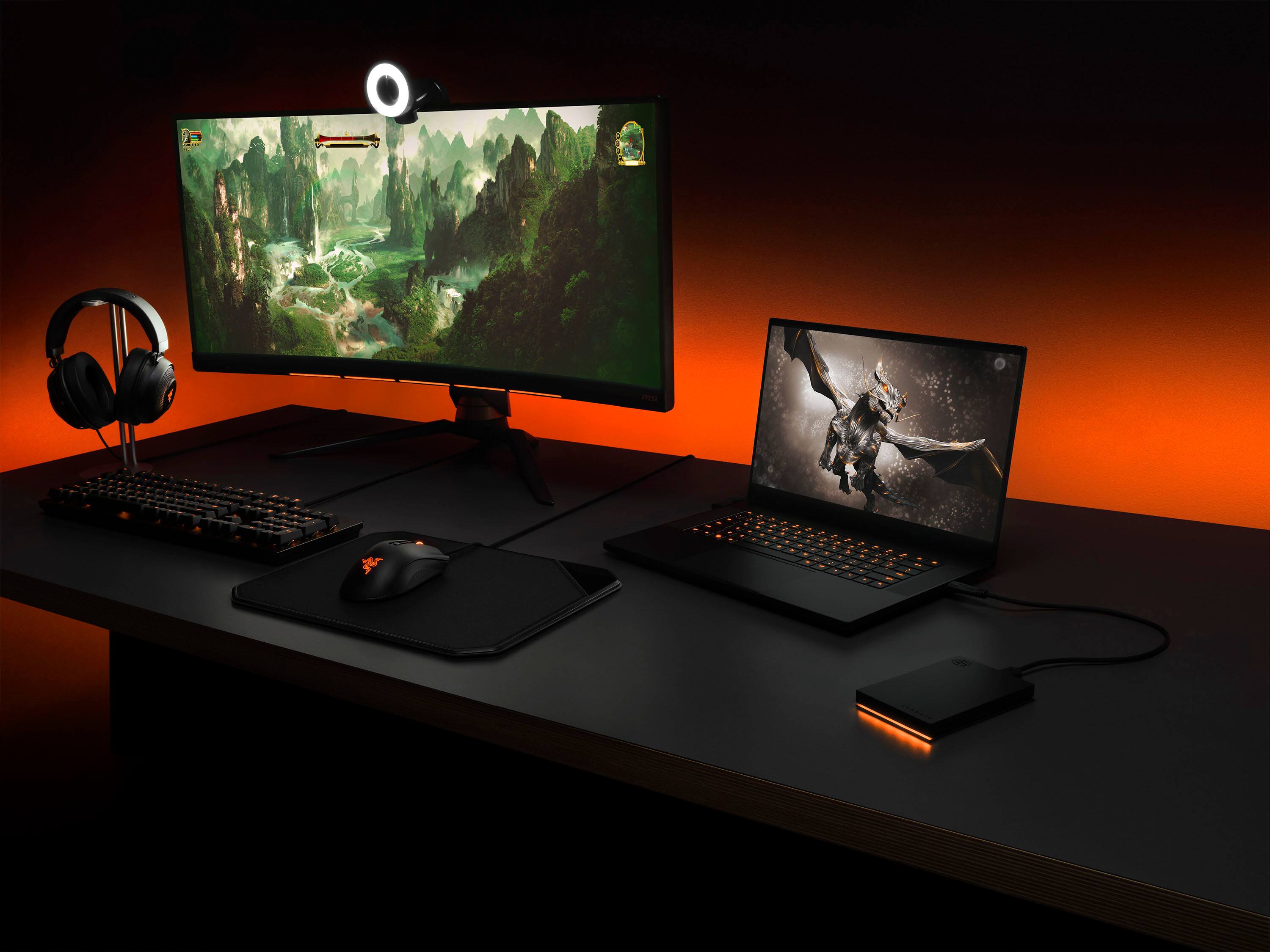 Alt View 14. Seagate - FireCuda Gaming 2TB External USB 3.2 Gen 1 Hard Drive with RGB LED Lighting - Black.