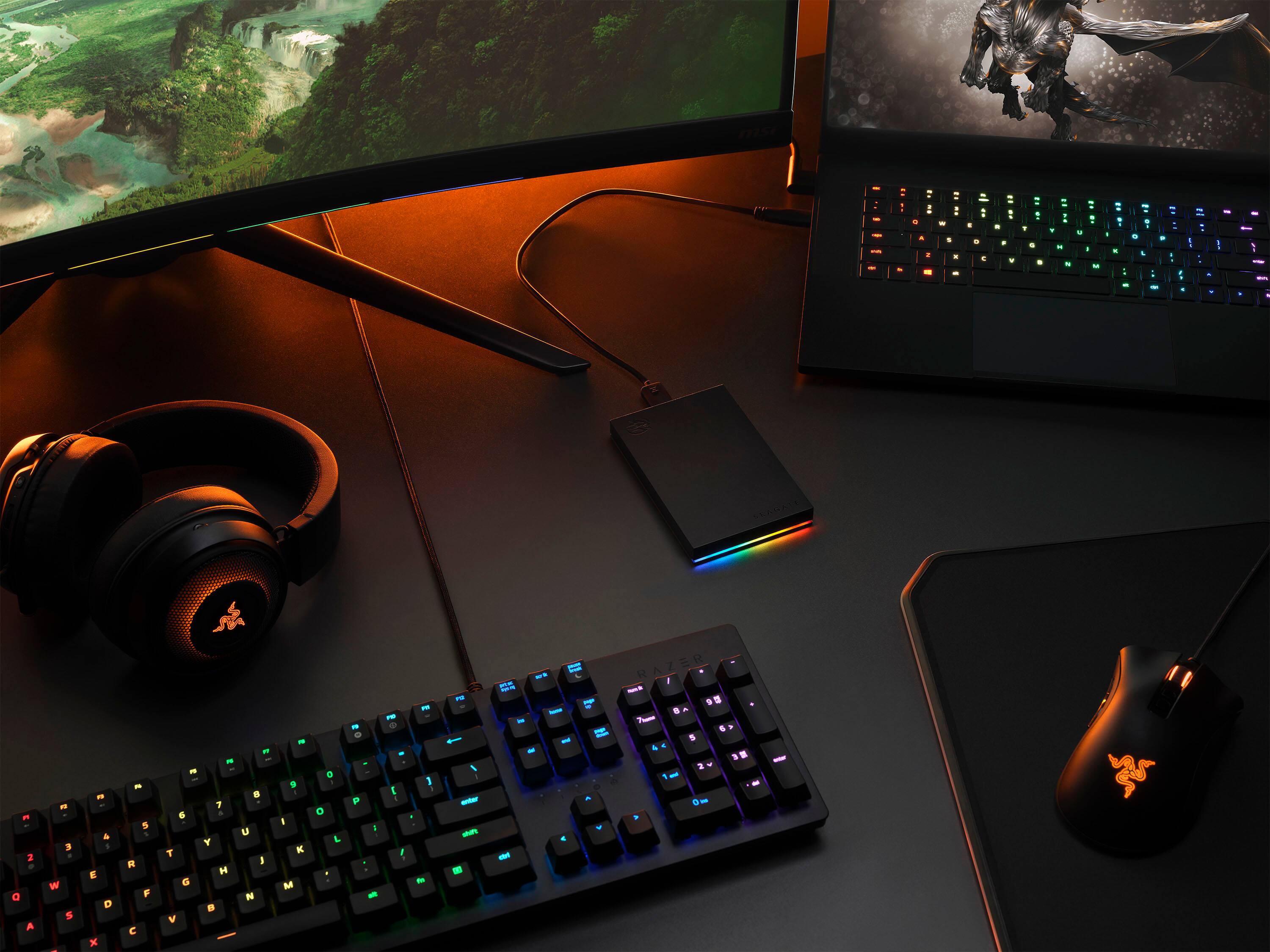 Alt View 17. Seagate - FireCuda Gaming 2TB External USB 3.2 Gen 1 Hard Drive with RGB LED Lighting - Black.