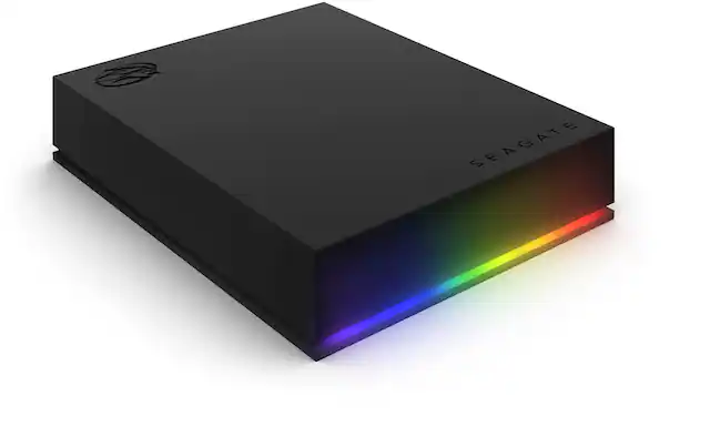 Front. Seagate - FireCuda Gaming 5TB External USB 3.2 Gen 1 Hard Drive with RGB LED Lighting - Black.