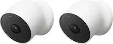 Front. Google - Nest Cam 2 Pack Indoor/Outdoor Wire Free Security Cameras - Snow.