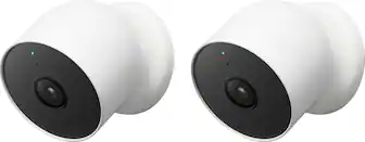 Front. Google - Nest Cam 2 Pack Indoor/Outdoor Wire Free Security Cameras - Snow.