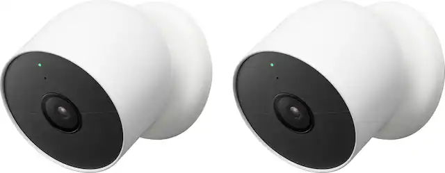 Front. Google - Nest Cam 2 Pack Indoor/Outdoor Wire Free Security Cameras - Snow.