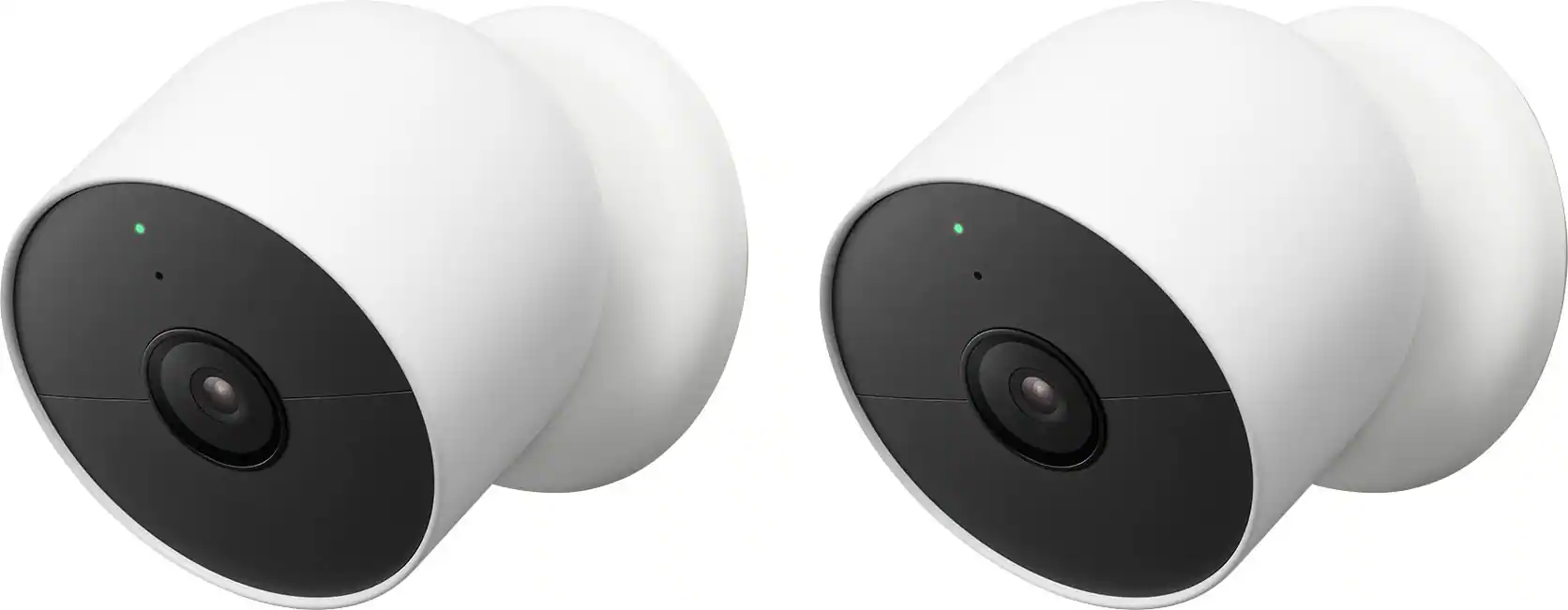 Google - Nest Cam 2 Pack Indoor/Outdoor Wire Free Security Cameras - Snow