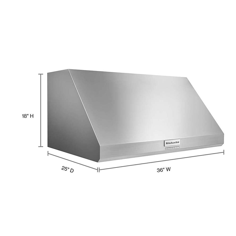 Alt View 14. KitchenAid - 36" 585 or 1170 CFM Motor Class Commercial-Style Wall-Mount Canopy Range Hood - Stainless steel.