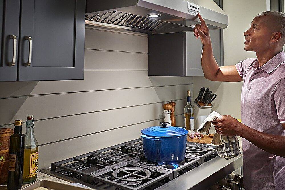 Alt View 19. KitchenAid - 36" 585 or 1170 CFM Motor Class Commercial-Style Wall-Mount Canopy Range Hood - Stainless steel.