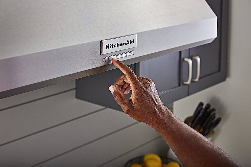 Alt View 20. KitchenAid - 36" 585 or 1170 CFM Motor Class Commercial-Style Wall-Mount Canopy Range Hood - Stainless steel.