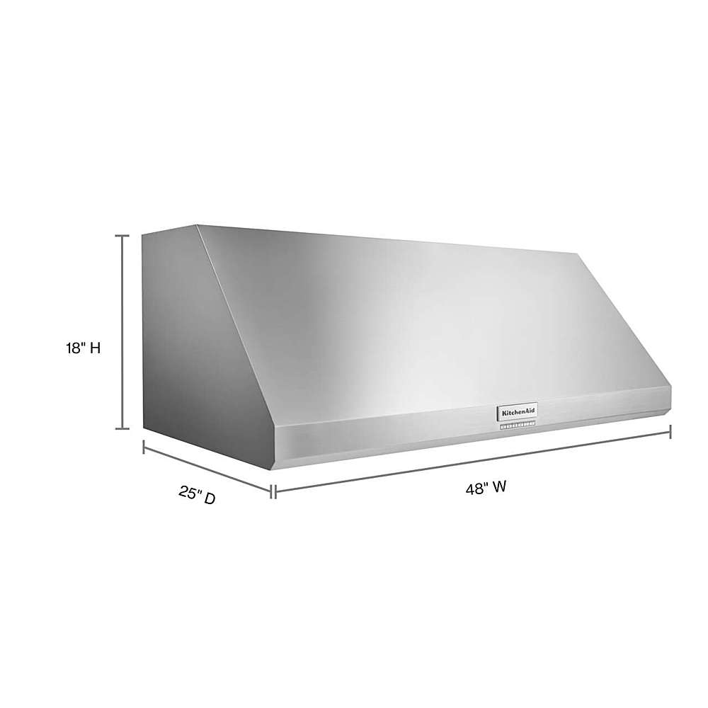 Alt View 15. KitchenAid - 48'' 585 or 1170 CFM Motor Class Commercial-Style Wall-Mount Canopy Range Hood - Stainless steel.