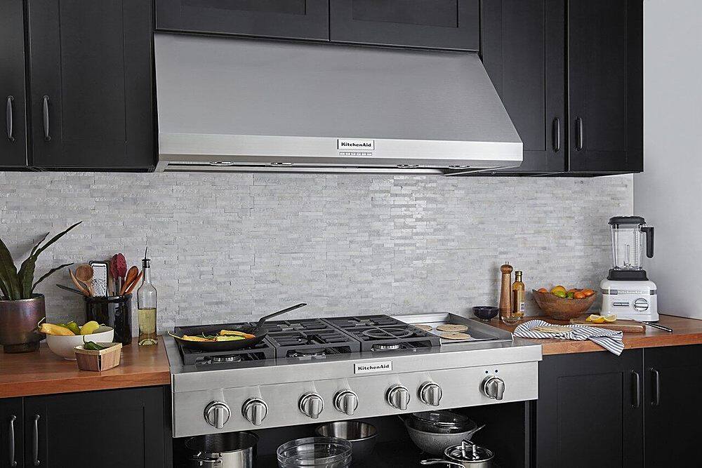 Alt View 18. KitchenAid - 48'' 585 or 1170 CFM Motor Class Commercial-Style Wall-Mount Canopy Range Hood - Stainless steel.