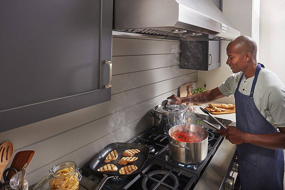 Alt View 21. KitchenAid - 48'' 585 or 1170 CFM Motor Class Commercial-Style Wall-Mount Canopy Range Hood - Stainless steel.