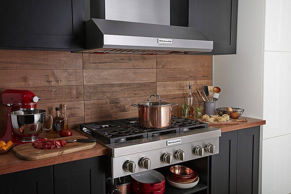 Alt View 19. KitchenAid - 36" 585 or 1170 CFM Motor Class Commercial-Style Wall-Mount Canopy Range Hood - Stainless steel.