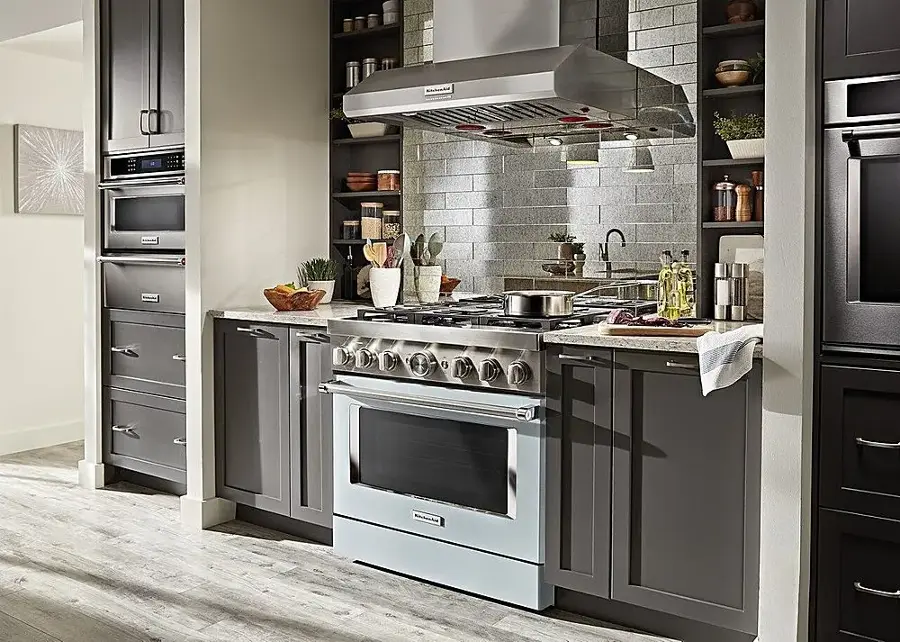 Alt View 20. KitchenAid - 36" 585 or 1170 CFM Motor Class Commercial-Style Wall-Mount Canopy Range Hood - Stainless steel.