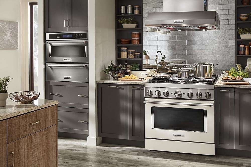 Alt View 21. KitchenAid - 36" 585 or 1170 CFM Motor Class Commercial-Style Wall-Mount Canopy Range Hood - Stainless steel.