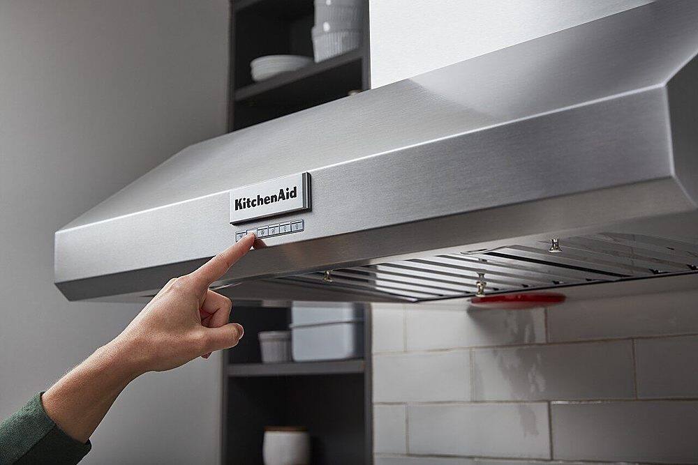 Alt View 22. KitchenAid - 36" 585 or 1170 CFM Motor Class Commercial-Style Wall-Mount Canopy Range Hood - Stainless steel.