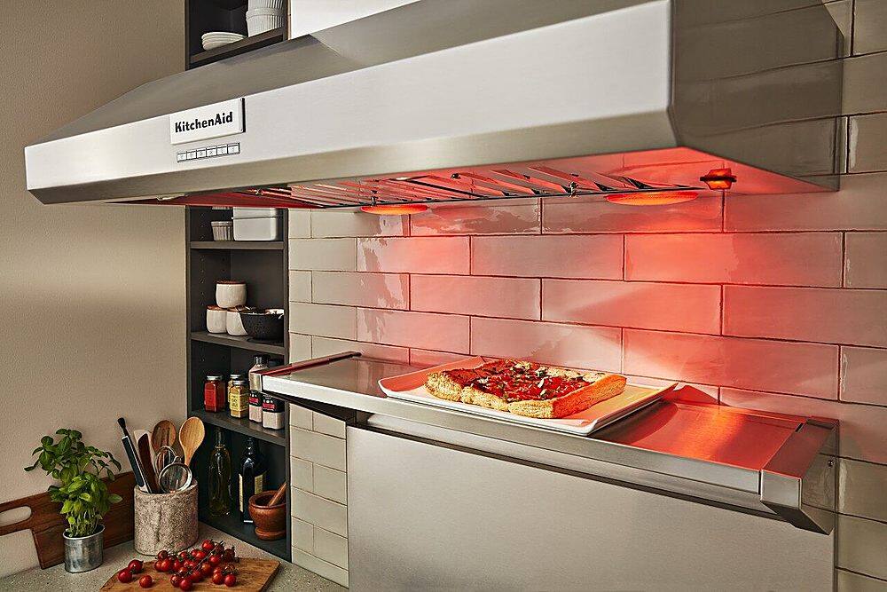 Alt View 23. KitchenAid - 36" 585 or 1170 CFM Motor Class Commercial-Style Wall-Mount Canopy Range Hood - Stainless steel.