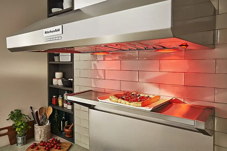 Alt View 23. KitchenAid - 36" 585 or 1170 CFM Motor Class Commercial-Style Wall-Mount Canopy Range Hood - Stainless steel.