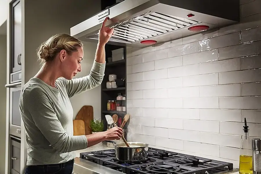 Alt View 25. KitchenAid - 36" 585 or 1170 CFM Motor Class Commercial-Style Wall-Mount Canopy Range Hood - Stainless steel.