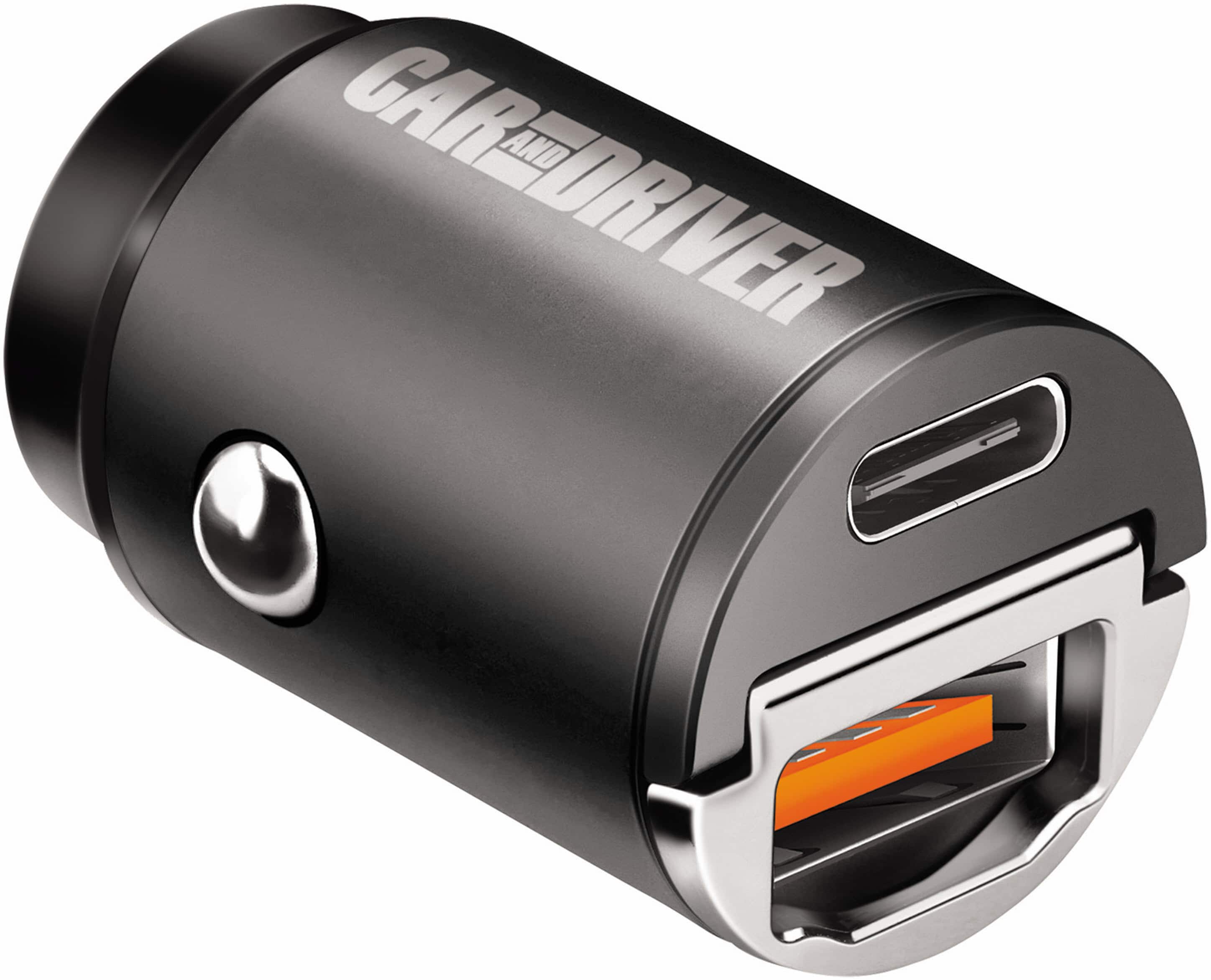 Front. Car and Driver - Nanobit 30W Dual Port Car Charger - Gunmetal.