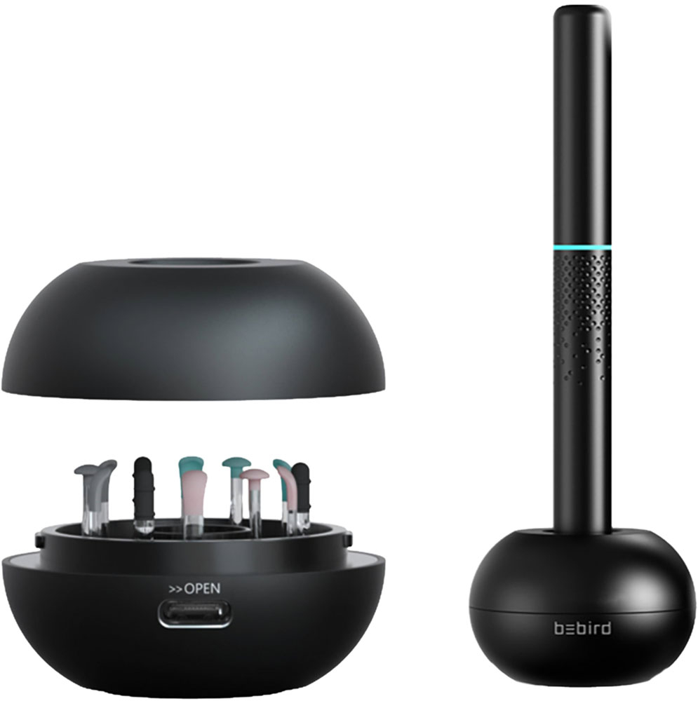 Back View: BEBIRD - Wireless Visual Ear Cleaner with Magnetic Charging Base, which Holds Accessories