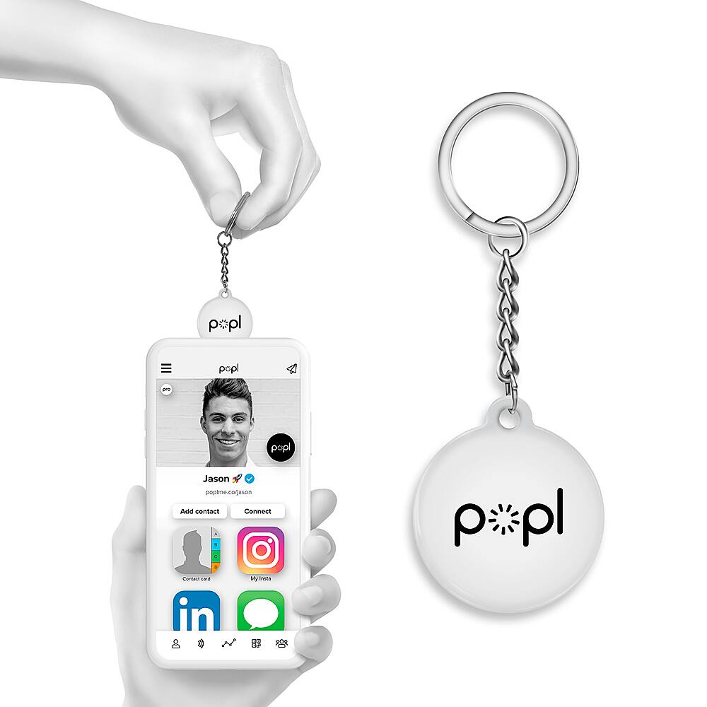 Alt View 11. Popl - Keychain - White.
