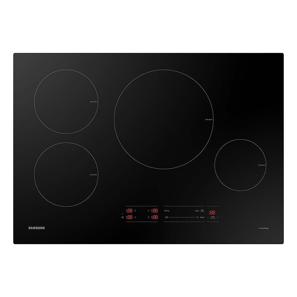 Front. Samsung - 30" Smart Induction Cooktop with Wi-Fi - Black.