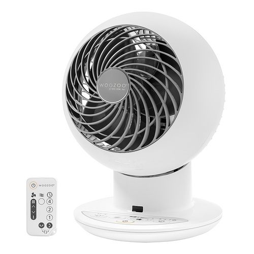 WOOZOO Compact Globe Oscillating Air Circulator Fan with Remote - 5 Speed with Timer - Medium Room 353 ft² - White - White
