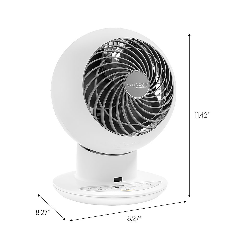 Left View: WOOZOO Compact Globe Oscillating Air Circulator Fan with Remote - 5 Speed with Timer - Medium Room 353 ft² - White - White