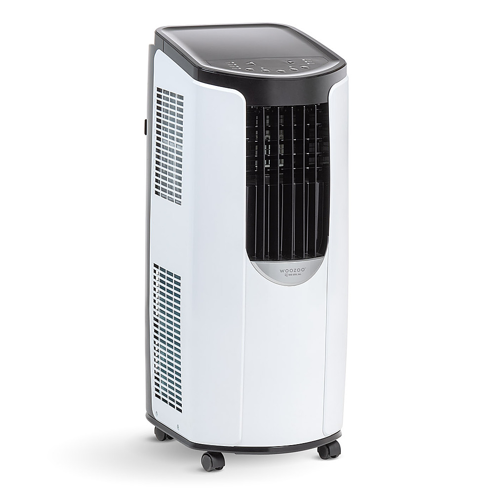 Left View: Woozoo - Portable Air Conditioner and Dehumidifier with Remote Control, 10,000 BTU - White