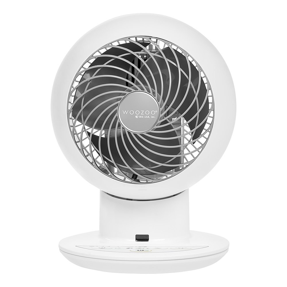 Left View: Woozoo - Compact Personal Oscillating Air Circulator Fan with Remote - 5 Speed with Timer - Medium Room 353 ft² - White
