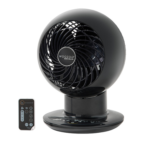 Woozoo - Compact Globe Oscillating Air Circulator Fan with Remote - 5 Speed with Timer - Medium Room 353 ft² - Black