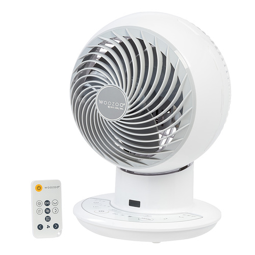 Woozoo - Compact Personal Oscillating Air Circulator Fan with Remote - 10 Speed with Timer - Large Room 470 ft² - White