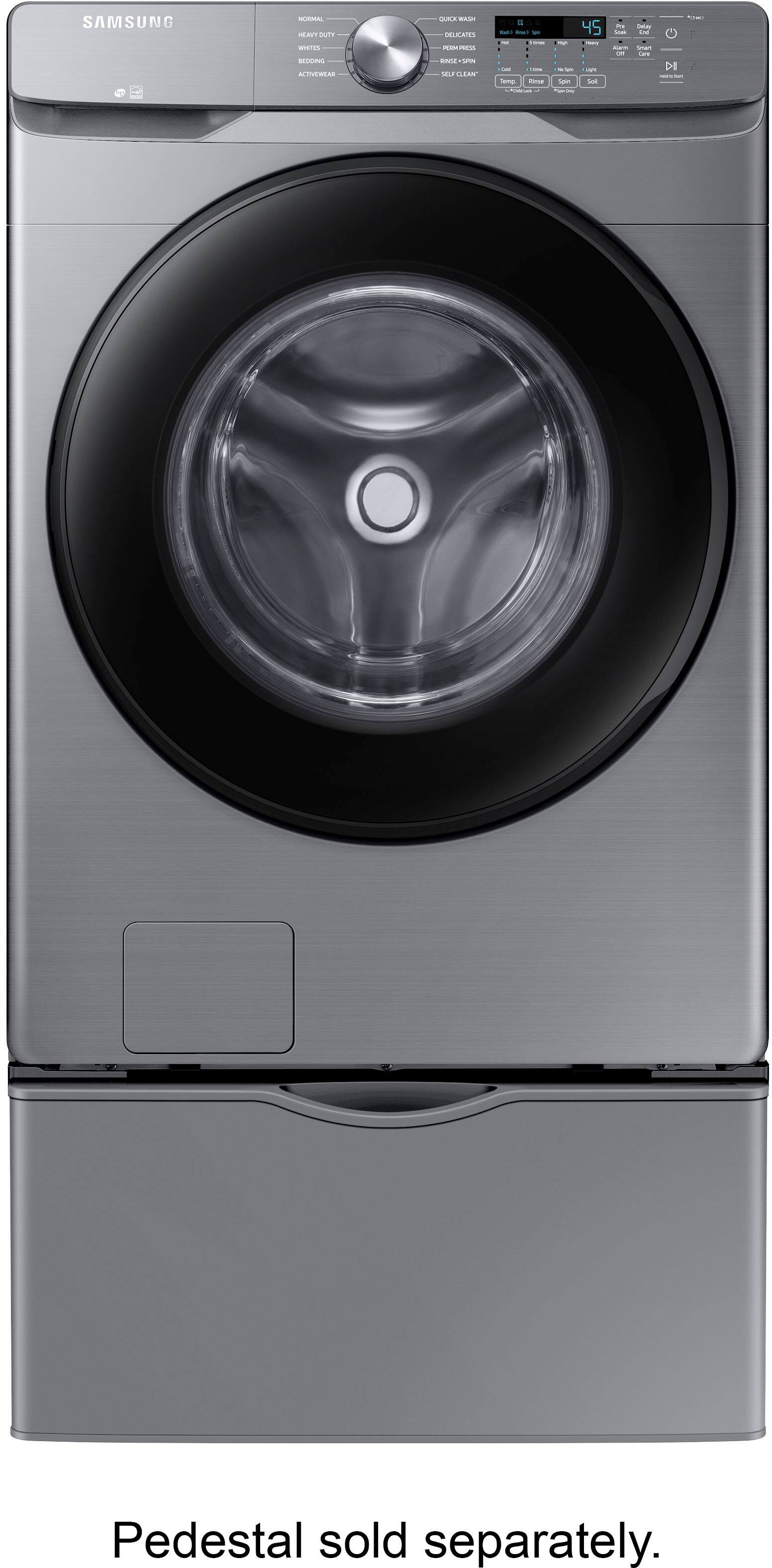 Alt View 12. Samsung - 4.5 Cu. Ft. High-Efficiency Stackable Smart Front Load Washer with Vibration Reduction Technology+ - Platinum.