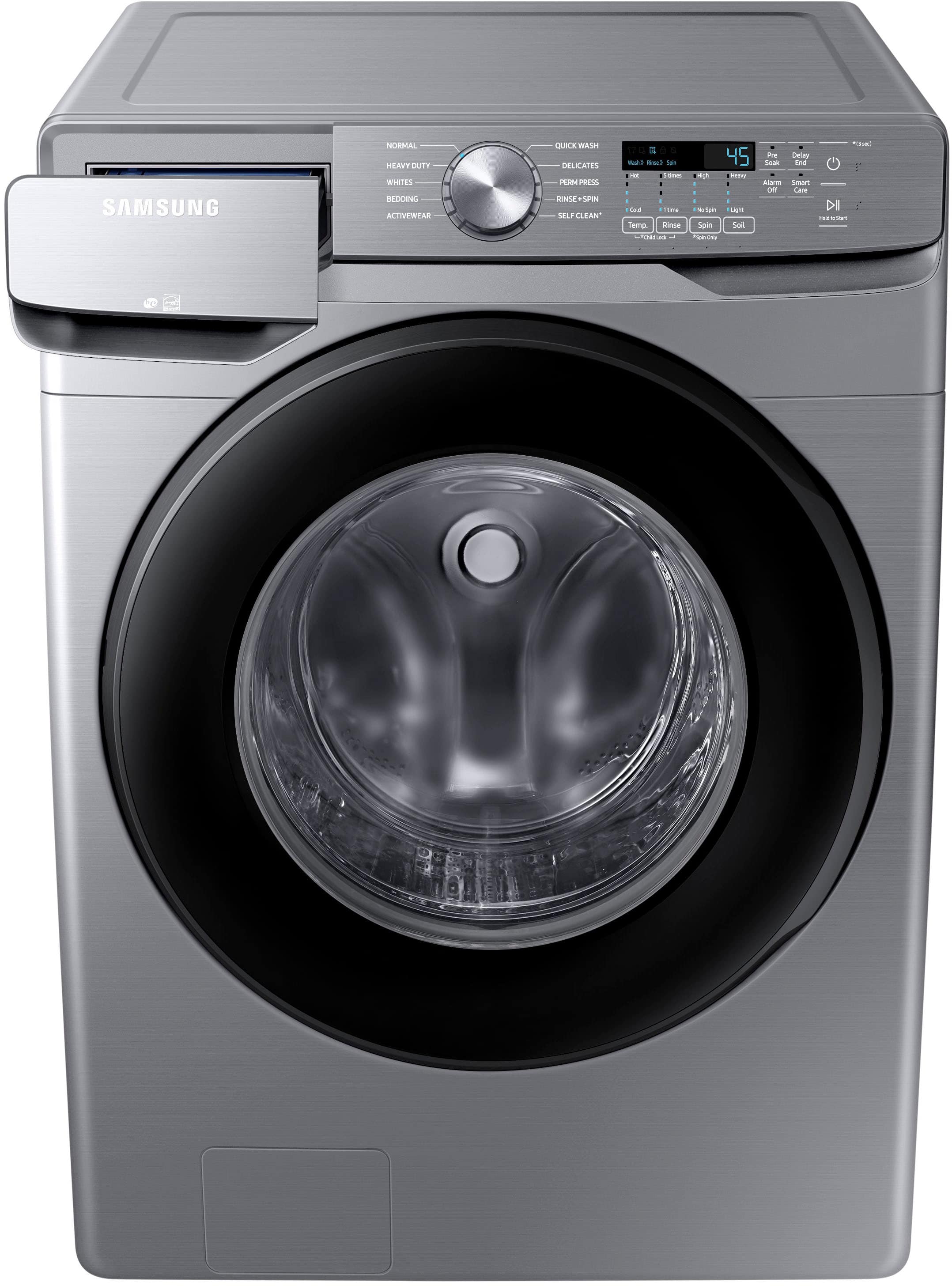 Alt View 15. Samsung - 4.5 Cu. Ft. High-Efficiency Stackable Smart Front Load Washer with Vibration Reduction Technology+ - Platinum.