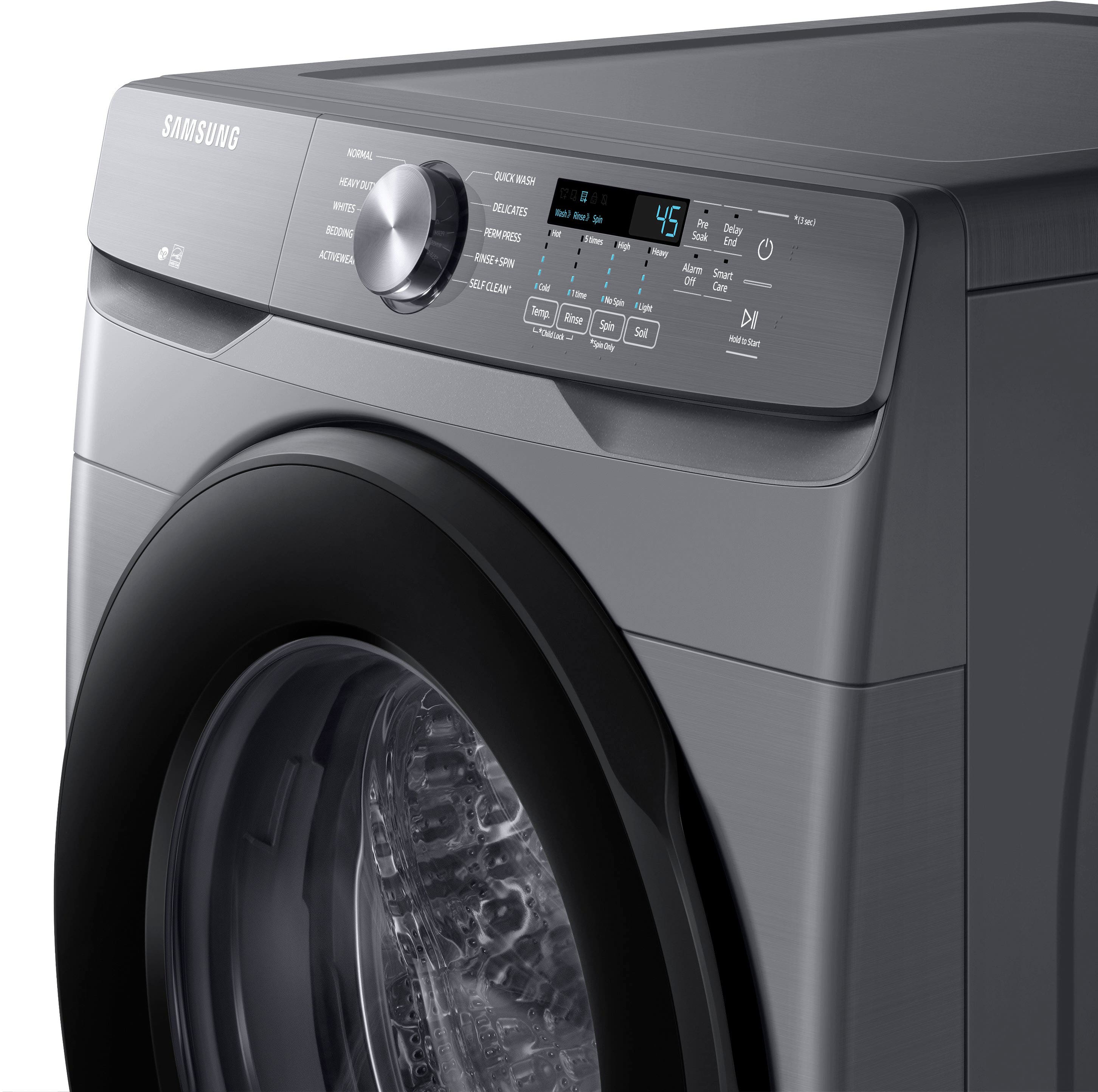 Alt View 20. Samsung - 4.5 Cu. Ft. High-Efficiency Stackable Smart Front Load Washer with Vibration Reduction Technology+ - Platinum.