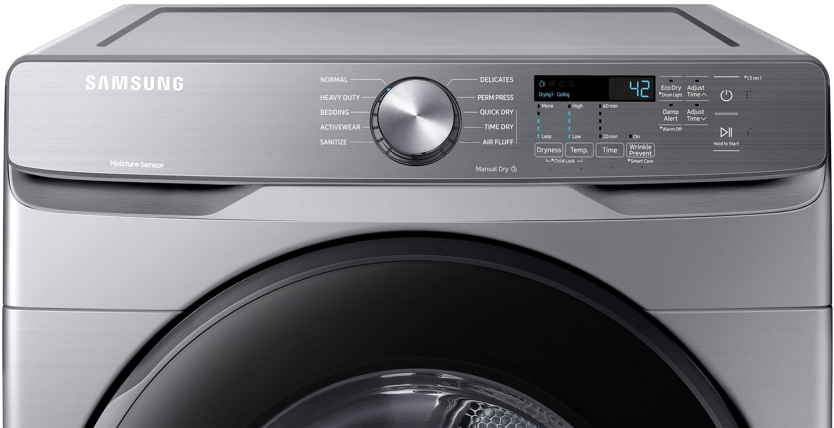 Alt View 11. Samsung - 7.5 Cu. Ft. Stackable Electric Dryer with Sensor Dry - Platinum.