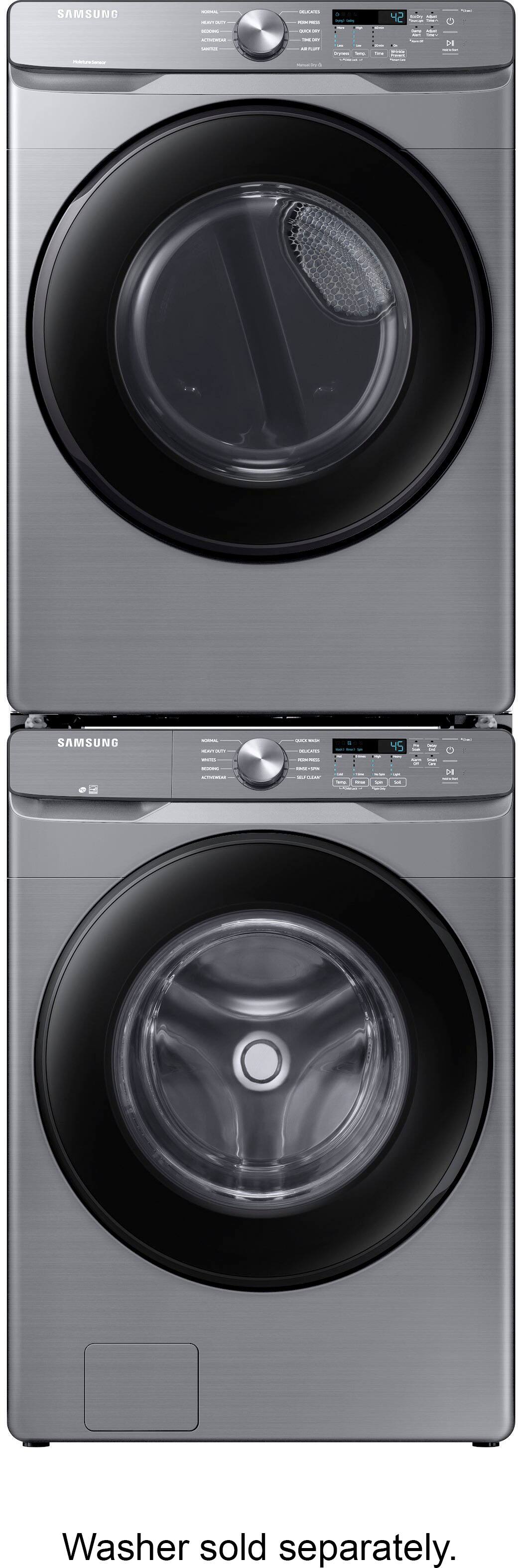 Alt View 13. Samsung - 7.5 Cu. Ft. Stackable Electric Dryer with Sensor Dry - Platinum.
