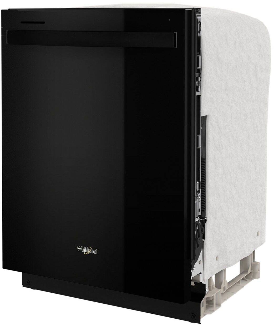 Left. Whirlpool - 24" Top Control Built-In Dishwasher with Stainless Steel Tub, Large Capacity with Tall Top Rack, 50 dBA - Black.