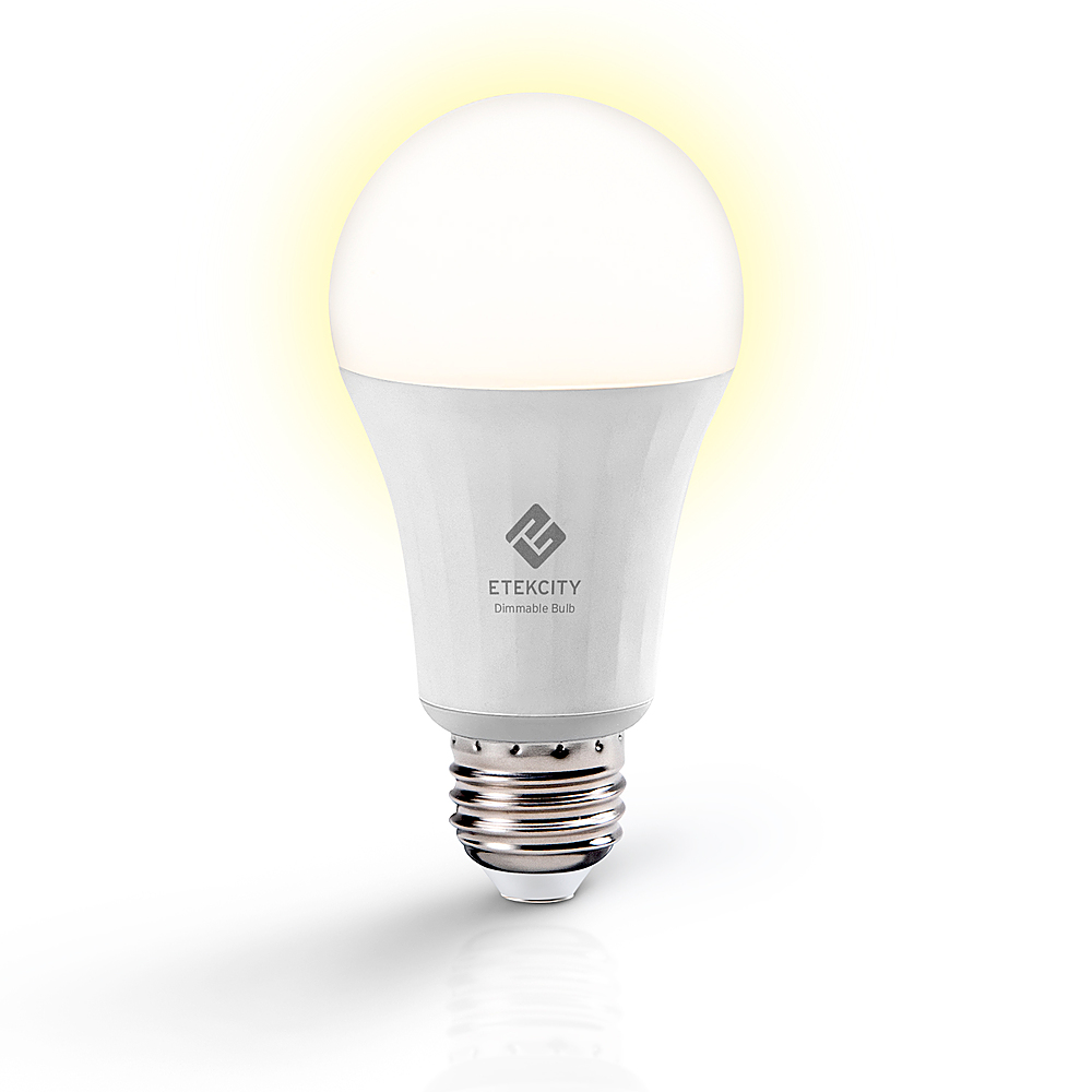 Angle View: ETEKCITY - Smart LED Soft White Dimmable Light Bulb 1pk - white