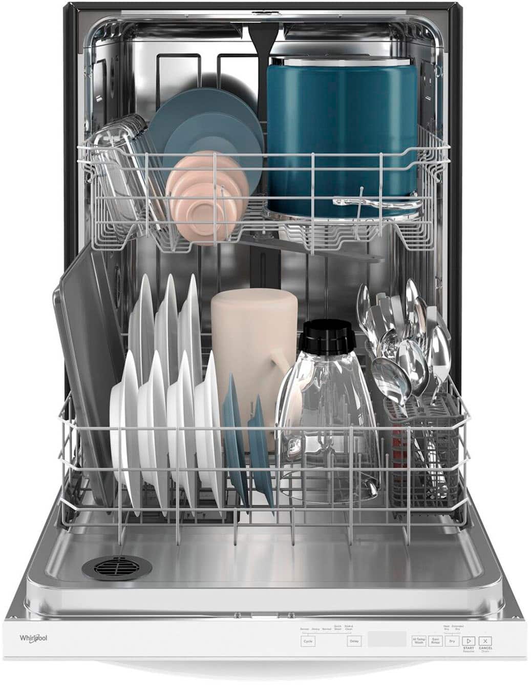 Alt View 14. Whirlpool - 24" Top Control Built-In Dishwasher with Stainless Steel Tub, Large Capacity with Tall Top Rack, 50 dBA - White.