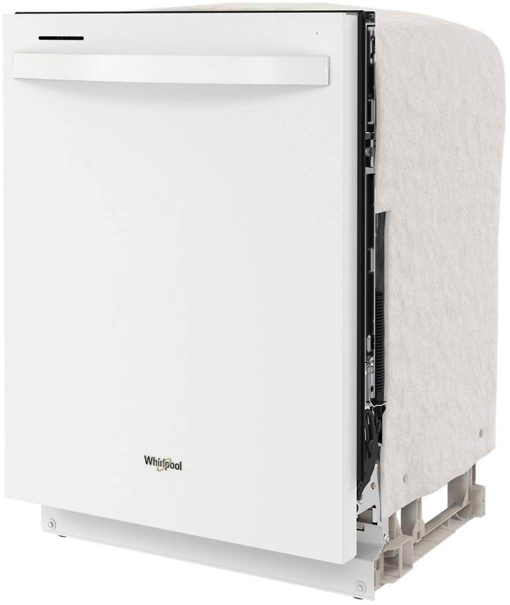 Left. Whirlpool - 24" Top Control Built-In Dishwasher with Stainless Steel Tub, Large Capacity with Tall Top Rack, 50 dBA - White.