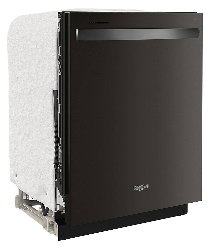 Angle. Whirlpool - 24" Top Control Built-In Dishwasher with Stainless Steel Tub, Large Capacity & 3rd Rack, 47 dBA - Black Stainless Steel.