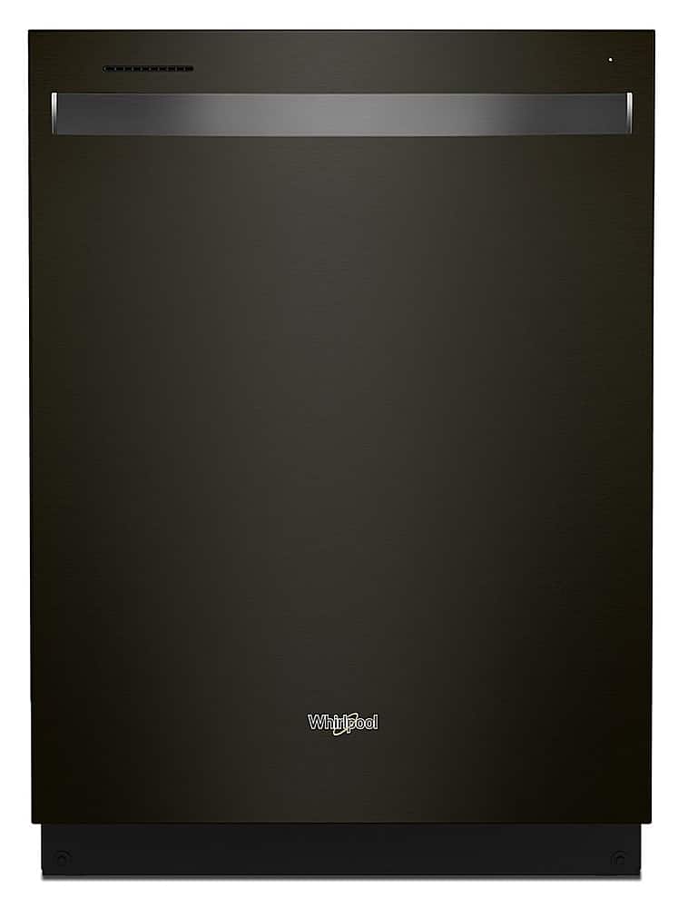 Front. Whirlpool - 24" Top Control Built-In Dishwasher with Stainless Steel Tub, Large Capacity & 3rd Rack, 47 dBA - Black Stainless Steel.
