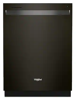 Front. Whirlpool - 24" Top Control Built-In Dishwasher with Stainless Steel Tub, Large Capacity & 3rd Rack, 47 dBA - Black Stainless Steel.