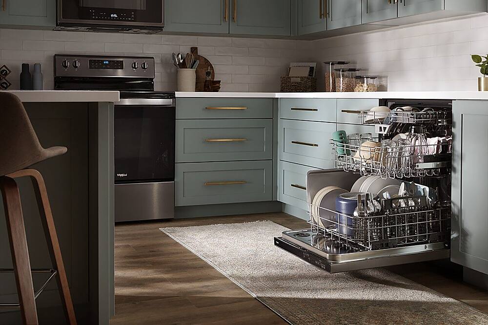 Alt View 36. Whirlpool - 24" Top Control Built-In Dishwasher with Stainless Steel Tub, Large Capacity & 3rd Rack, 47 dBA - Black Stainless Steel.