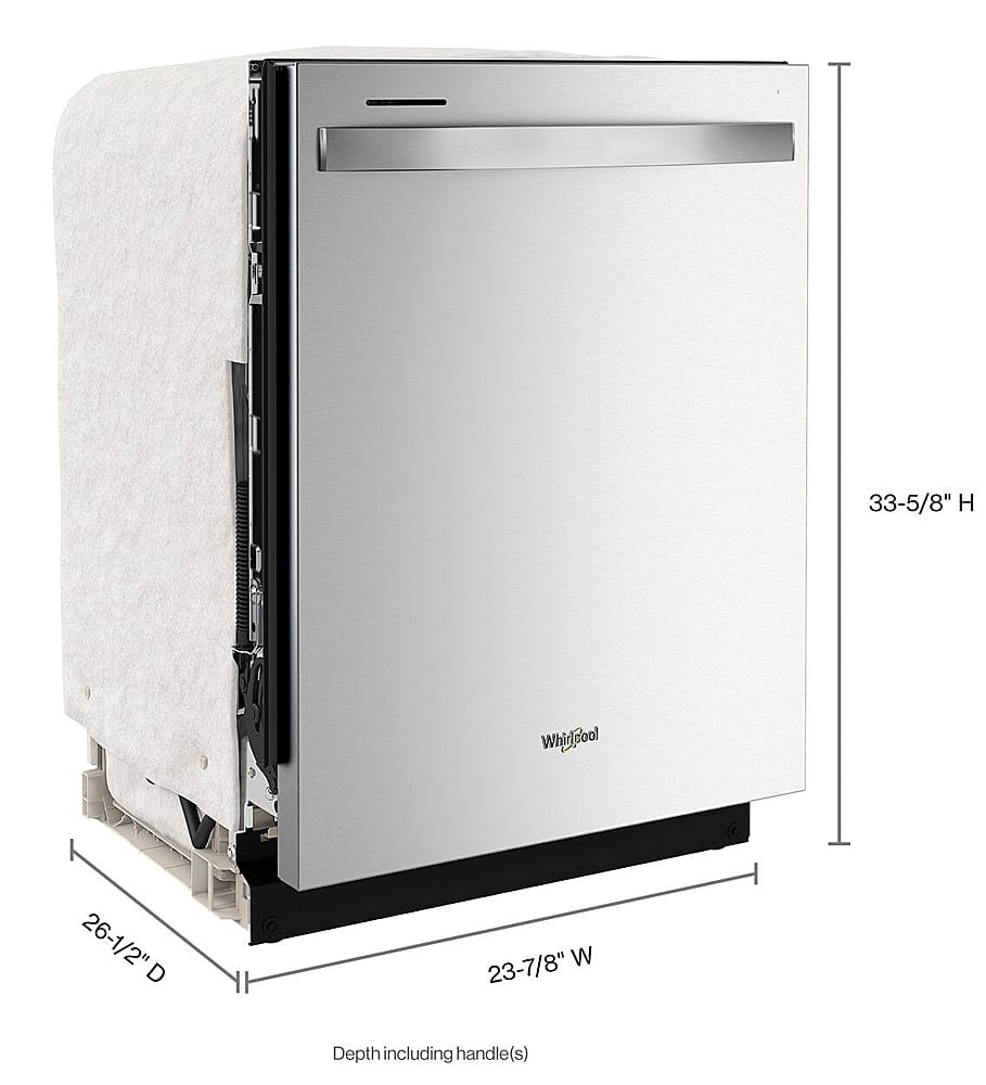 Alt View 11. Whirlpool - 24" Top Control Built-In Dishwasher with Stainless Steel Tub, Large Capacity & 3rd Rack, 47 dBA - Stainless Steel.